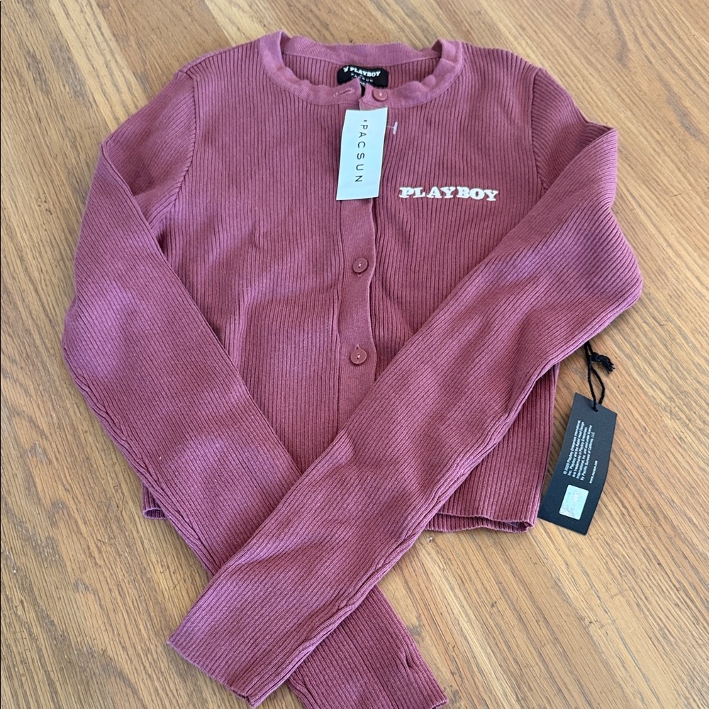 Playboy Dusty Rose Button-Up Cardigan